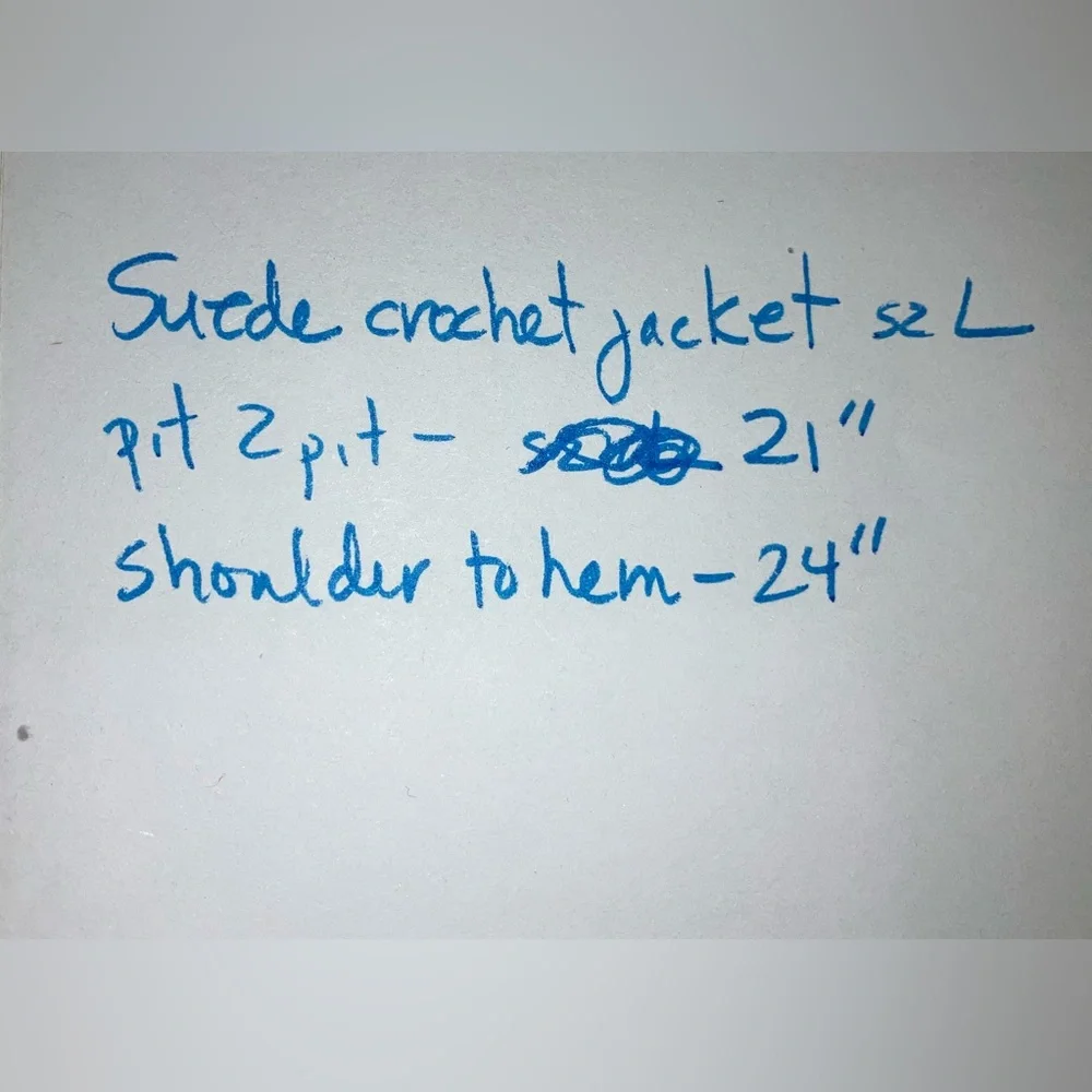 Vintage suede crochet patchwork jacket sz L large tie front boho hippie Dopamine - Picture 6 of 6